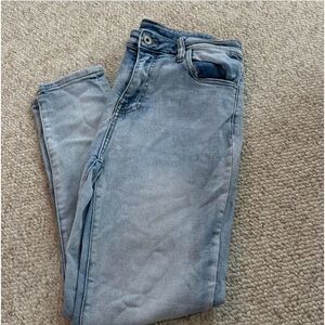 blue straight leg jeans